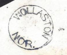 Wollaston UDC postmark reading WOLLASTON NOR., introduced 1851